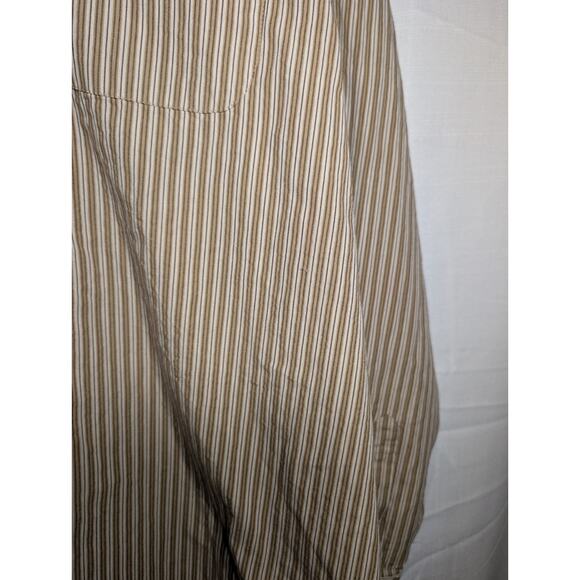Izod Jeans Striped Button Down Shirt Mens Size XXL Cotton Textured Tan Brown NWT - Picture 4 of 10